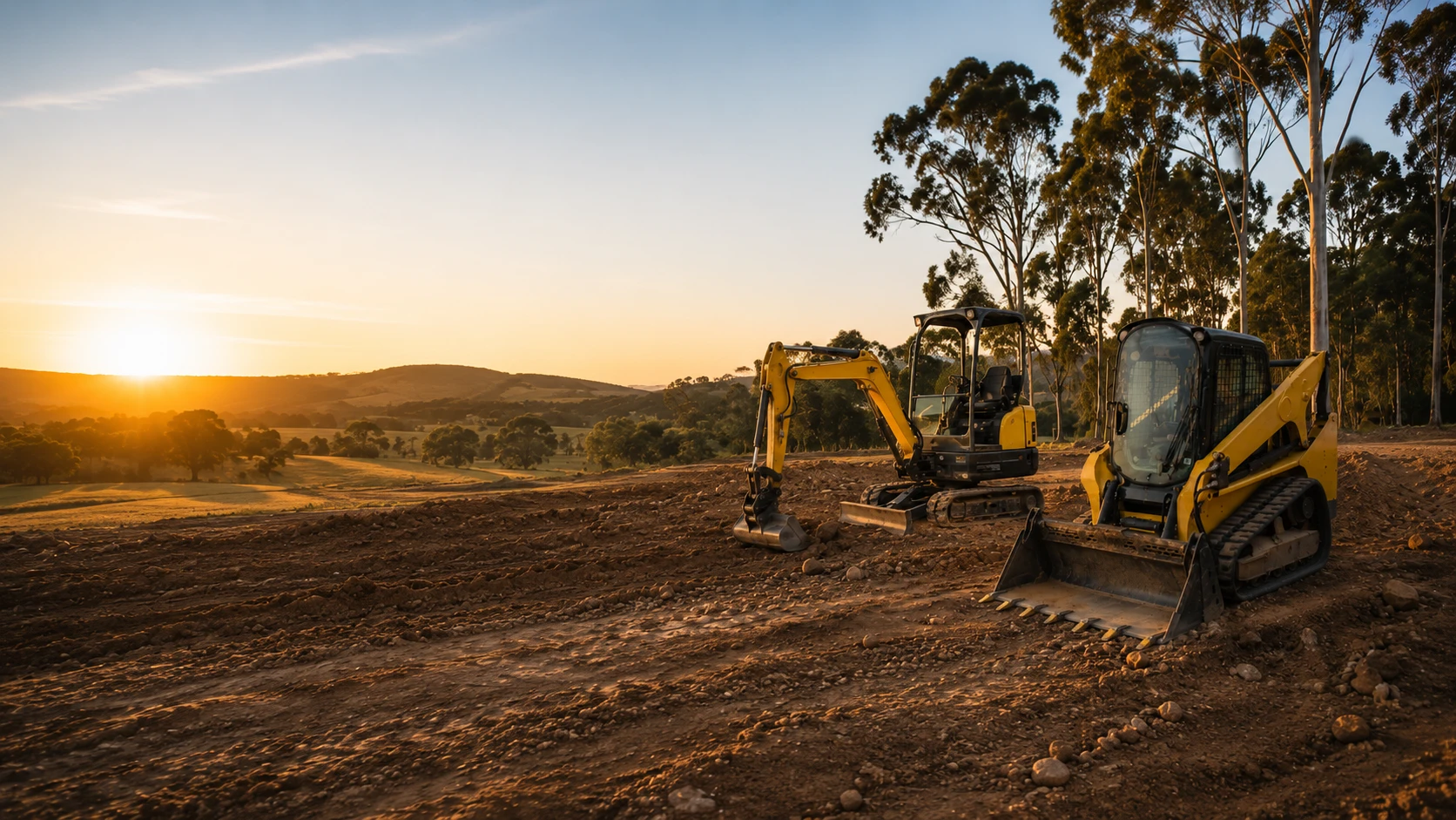 WIDE PHOTO: 1.7T EXCAVATOR OR SKID STEER ON A SOUTH COAST JOB SITE